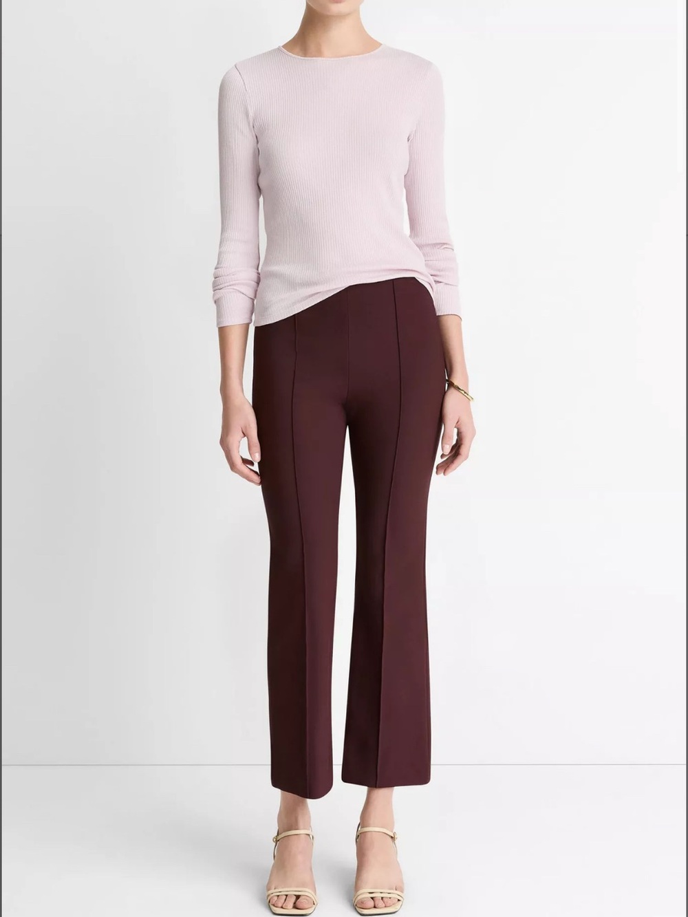 Vince pintuck cropped flare/wide-leg pants
 Burgundy
